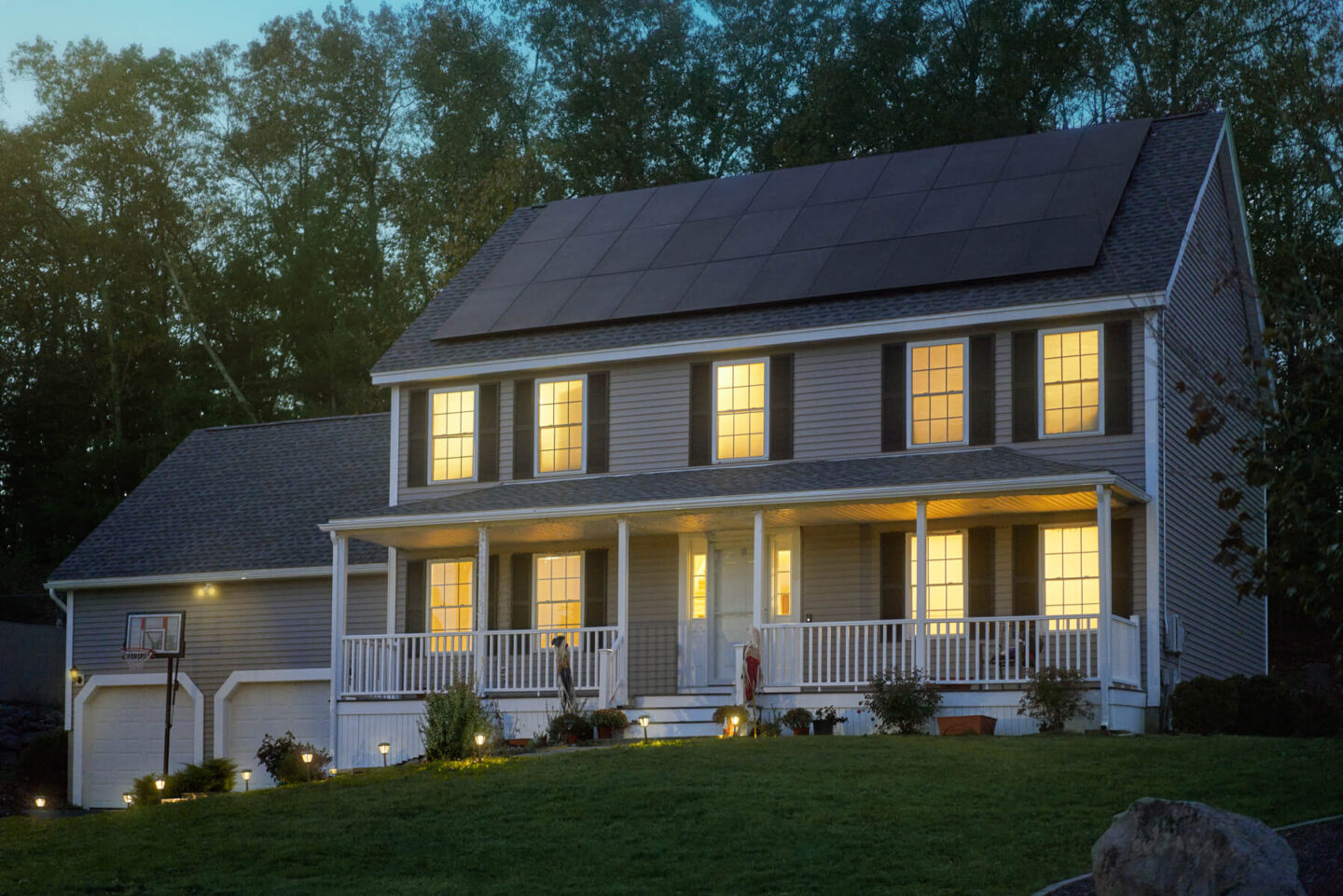 A spacious home with solar panels installed on the roof by Venture Home experts